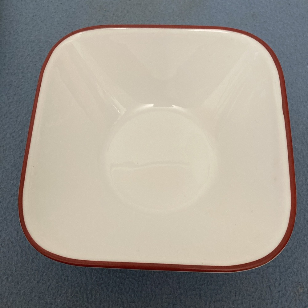 Corelle Coordinates Splendor White w/Red Rim Square Soup/Cereal Bowls - Set of 4 - Picture 3 of 13
